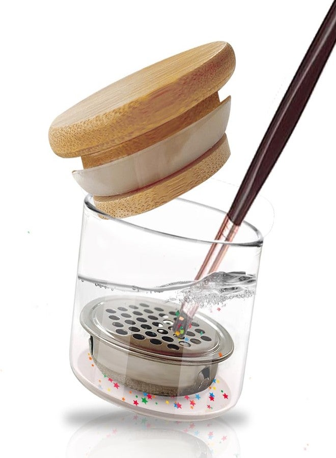 JALIYA Nail Brushes Washing Cup Acrylic Nail Brush Cleaner Dappen Dish with Lid Easy Cleaning Portable Mesh Layered Nail Art Brush Washer for Nail Sequins Glitter Powder Nail Tools Nail Art Brushes Clean Cup - Image 1