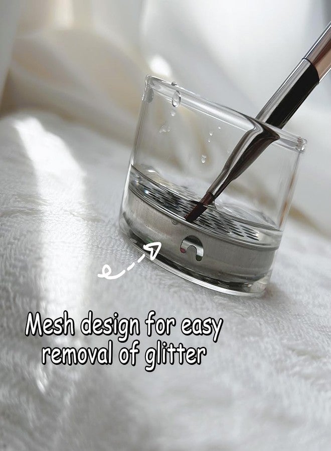 JALIYA Nail Brushes Washing Cup Acrylic Nail Brush Cleaner Dappen Dish with Lid Easy Cleaning Portable Mesh Layered Nail Art Brush Washer for Nail Sequins Glitter Powder Nail Tools Nail Art Brushes Clean Cup - Image 4