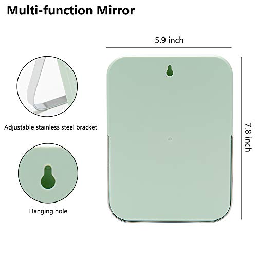 YEAKE Table Desk Vanity Makeup Mirror,8-Inch Portable Folding Mirror with Metal Stand 90°Adjustable Rotation Tavel Make Up Mirror Hanging Bathroom for Shower Shaving(Green) - Image 2