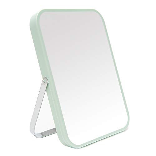 YEAKE Table Desk Vanity Makeup Mirror,8-Inch Portable Folding Mirror with Metal Stand 90°Adjustable Rotation Tavel Make Up Mirror Hanging Bathroom for Shower Shaving(Green) - Image 1