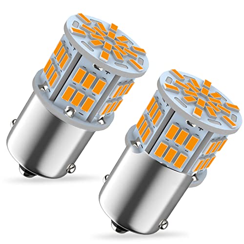 Melphan-Auto MelphanAuto 1156 Bulb Reverse Light Led 1141 1003 7506 BA15S Bulbs 12V24V 54SMD Used for Truck Car Backup Reverse Lights Tail Parking LightsCamper Trailer RV Interior Light 2pcs Amber - Image 1