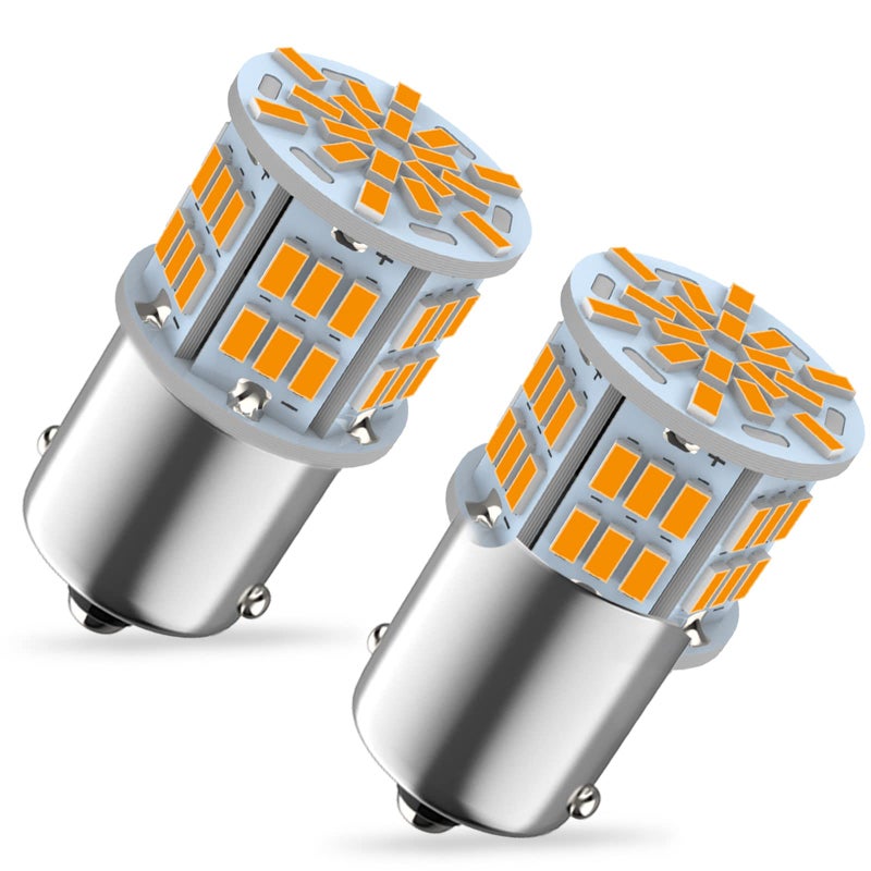 Melphan-Auto MelphanAuto 1156 Bulb Reverse Light Led 1141 1003 7506 BA15S Bulbs 12V24V 54SMD Used for Truck Car Backup Reverse Lights Tail Parking LightsCamper Trailer RV Interior Light 2pcs Amber - Image 3