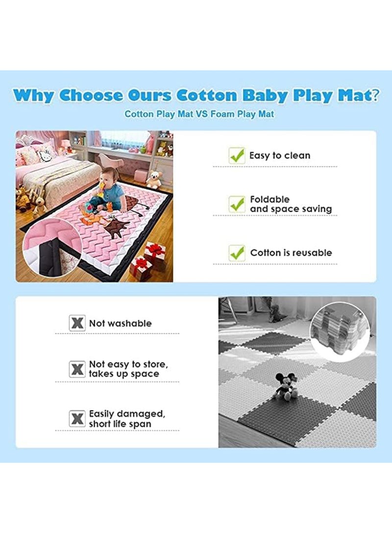 MONOGUE Soft Thick Baby Play Mat Washable Non-Slip Crawling Mat Skin-Friendly Cotton for Babies & Toddlers - Image 2