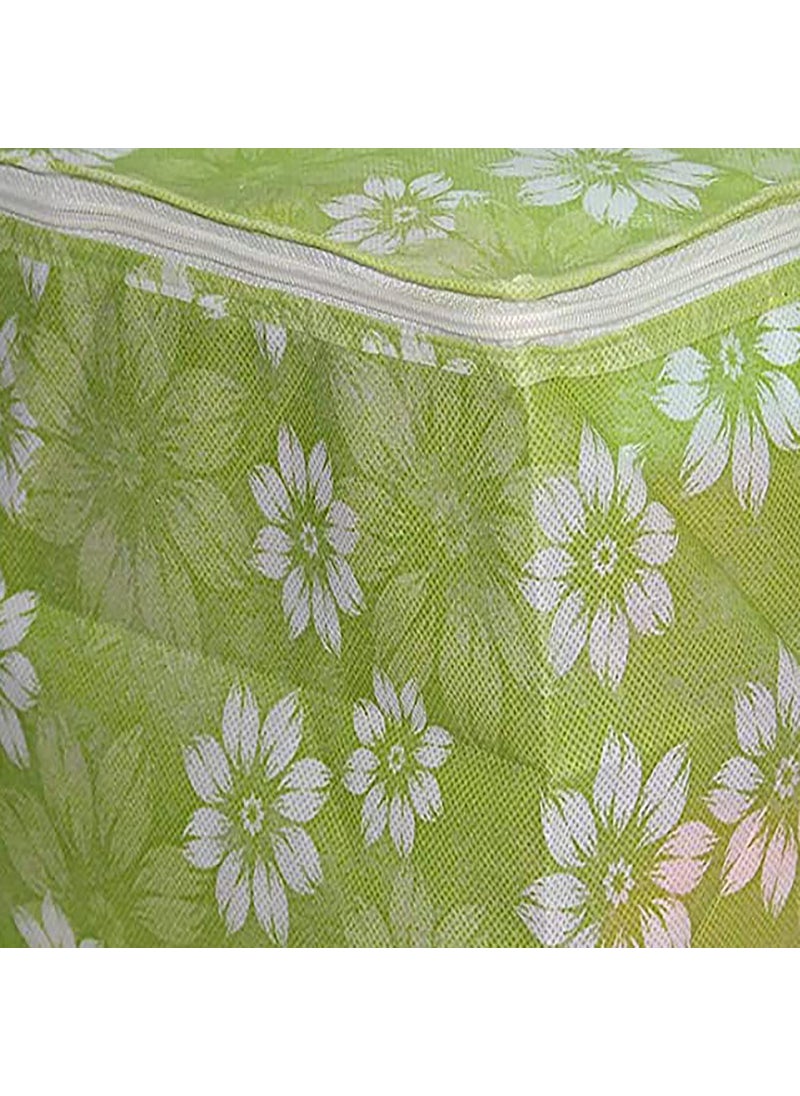 AARON INC AARON INC Saree Cover With Zip Saree Organizer for Wardrobe Storage Bags For Clothes Large Non Woven Saree Bag Transparent Window Cloth Packing Bag Floral Print Green Pack of 12  - Image 4