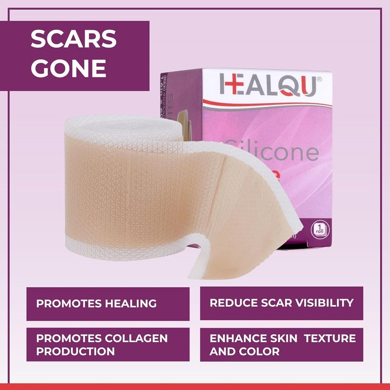 HEALQU شرائح ندبات سيليكون طبية HEALQU غير مهيجة للندبات لندبات الجراحة وعمليات الولادة القيصرية وشفط البطن والندبات الكيلويدية شرائح هلامية ناعمة ممتازة لإزالة الندبات بدون ألم 16 بوصة × 120 بوصة - Image 3