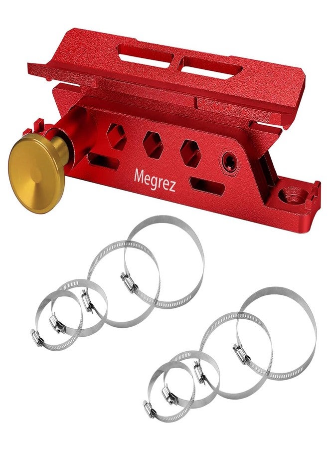 MEGREZ Adjustable Fire Extinguisher Mount Holder, Aluminum Quick Release Fire Extinguisher Holder with 8 Clamps, Compatible with Jeep Wrangler UTV Polaris RZR, Red - Image 1