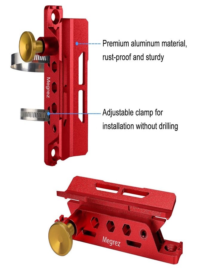 MEGREZ Adjustable Fire Extinguisher Mount Holder, Aluminum Quick Release Fire Extinguisher Holder with 8 Clamps, Compatible with Jeep Wrangler UTV Polaris RZR, Red - Image 3