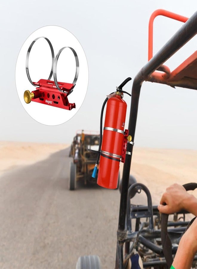 MEGREZ Adjustable Fire Extinguisher Mount Holder, Aluminum Quick Release Fire Extinguisher Holder with 8 Clamps, Compatible with Jeep Wrangler UTV Polaris RZR, Red - Image 5