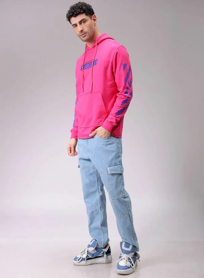 The Indian Garage Co Men Regular Fit Placement Print Overhead Hooded Sweatshirt