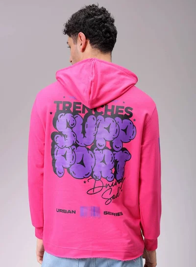 شركة المرآب الهندية Men Regular Fit Placement Print Overhead Hooded Sweatshirt