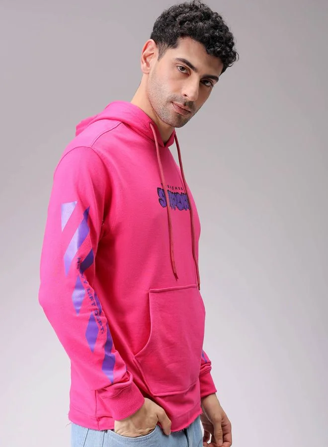 The Indian Garage Co Men Regular Fit Placement Print Overhead Hooded Sweatshirt