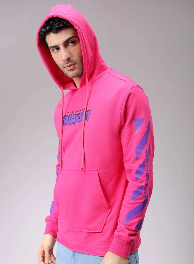 The Indian Garage Co Men Regular Fit Placement Print Overhead Hooded Sweatshirt
