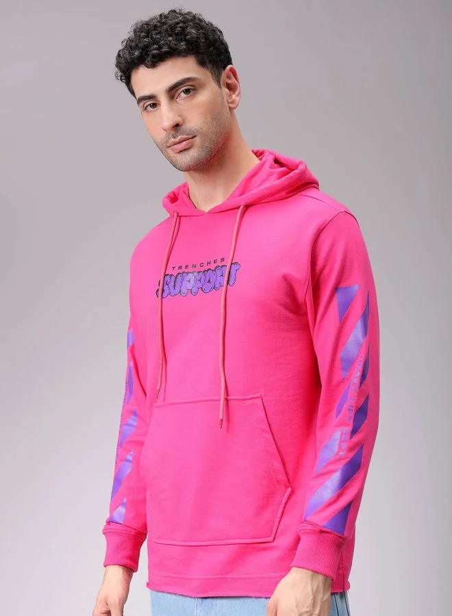 The Indian Garage Co Men Regular Fit Placement Print Overhead Hooded Sweatshirt