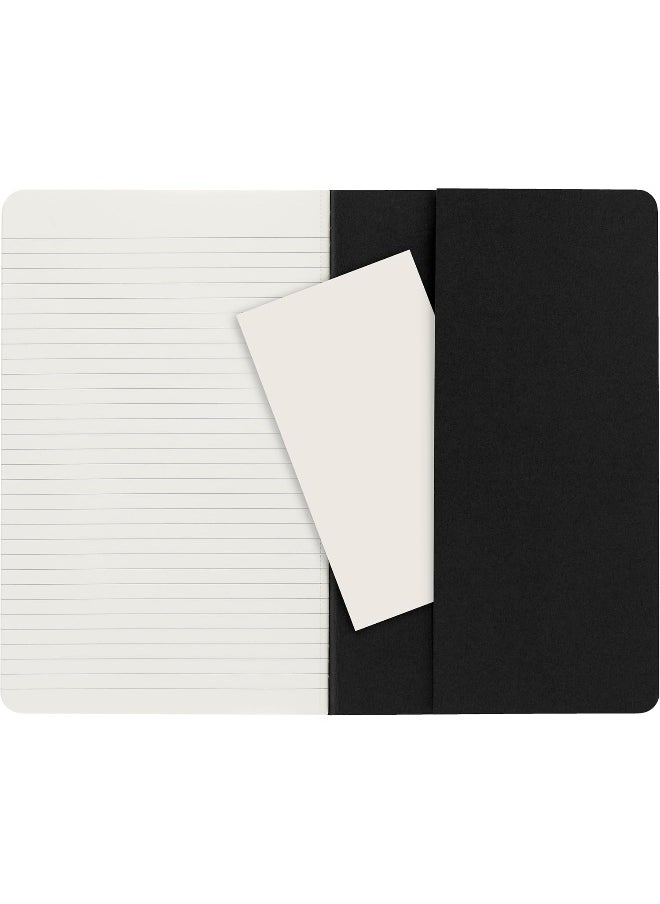 Moleskine - Cahier Journal - Set 3 Notebooks with Ruled Pages - Cardboard Cover with Visible Cotton Stiching - Color Black - Large 13 x 21 cm - 80 Pages