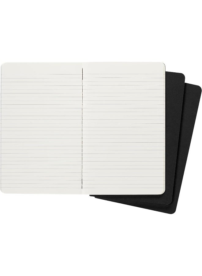 Moleskine - Cahier Journal - Set 3 Notebooks with Ruled Pages - Cardboard Cover with Visible Cotton Stiching - Color Black - Large 13 x 21 cm - 80 Pages