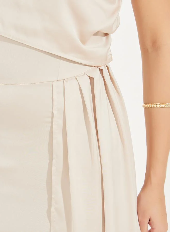 Styli Gathered One Shoulder Draped Maxi Dress