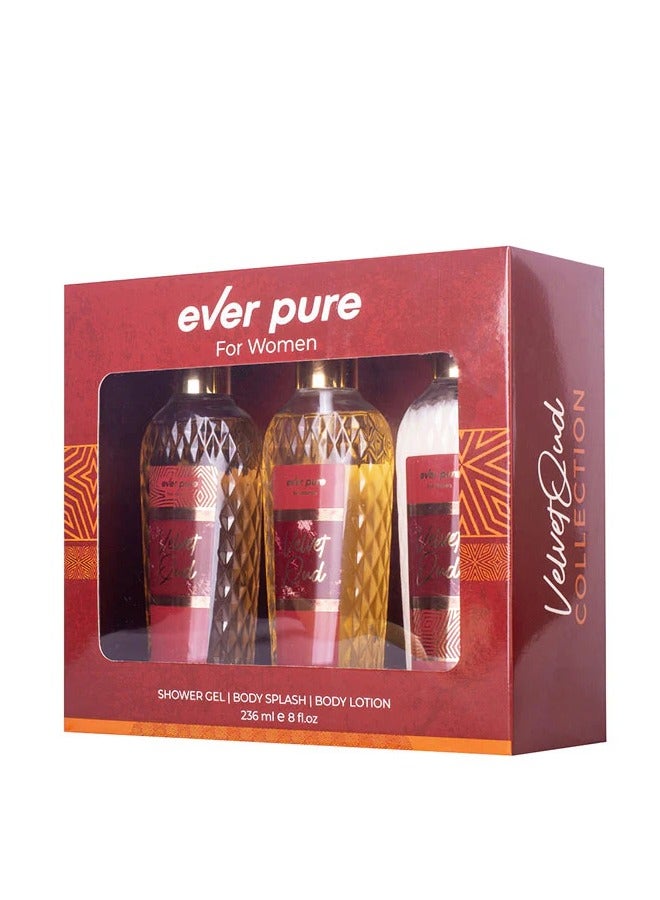 فيلفيت عود (لوشن للجسم + معطر للجسم + جل استحمام) 3*236 مل