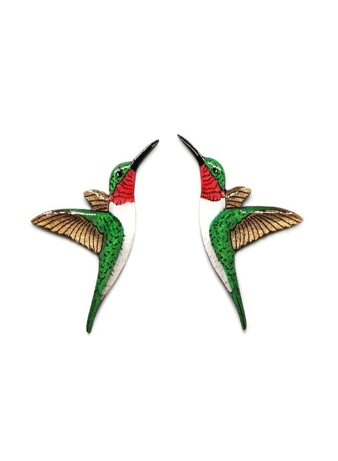 Genérico Ruby throat Flying Hummingbird handmade stud bird earrings for women stainless steel post - Image 1
