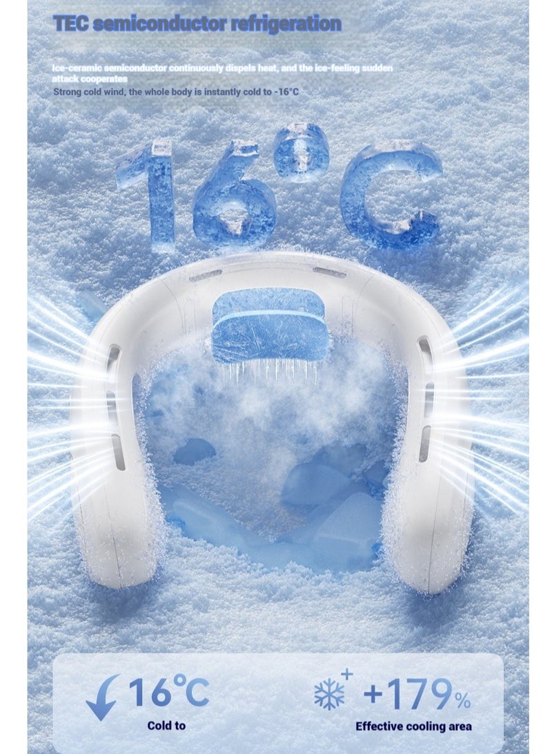 رِينْجِنْج مروحة رقبة، مروحة عنق محمولة قابلة للارتداء مع تبريد حراري كهربائي، تدفق هواء 360° بدون ريش، 5 سرعات قابلة للتعديل، شحن مع شاشة رقمية LED - مروحة تبريد صامتة قابلة للارتداء - Image 4