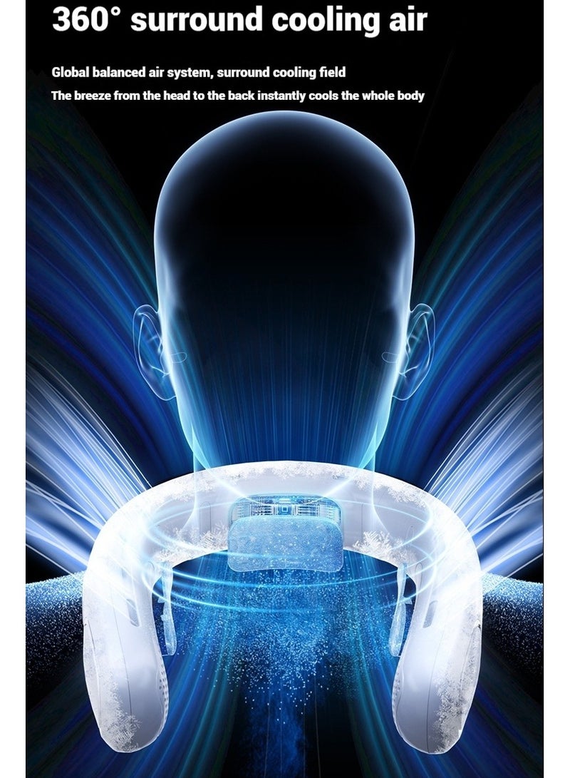 رِينْجِنْج مروحة رقبة، مروحة عنق محمولة قابلة للارتداء مع تبريد حراري كهربائي، تدفق هواء 360° بدون ريش، 5 سرعات قابلة للتعديل، شحن مع شاشة رقمية LED - مروحة تبريد صامتة قابلة للارتداء - Image 5