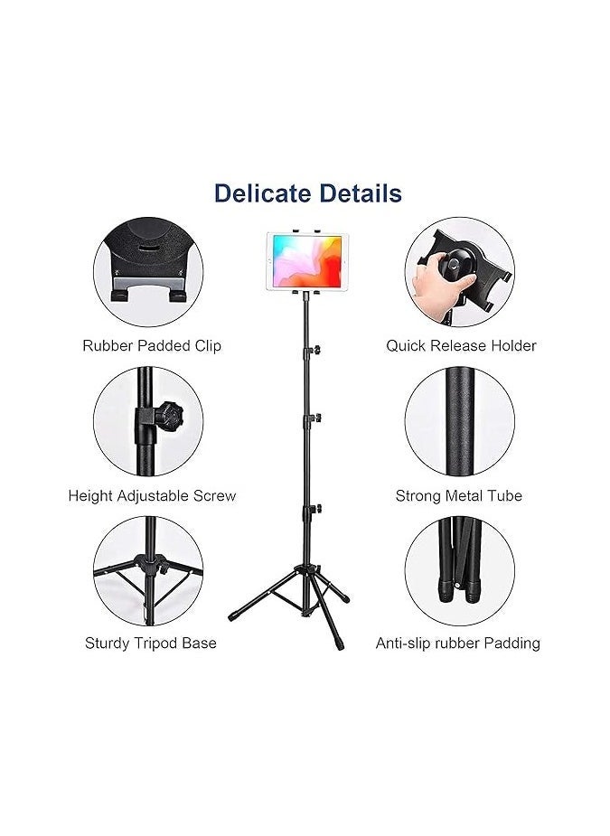 ELTRAZONE iPad Tripod Stand – Height Adjustable Foldable Floor Cradle Mount for Apple iPad, iPad Mini & All 7-10 Inch Tablets – Universal Tablet Tripod Holder with 360° Rotation, Anti-Slip Grip, and Carrying Case – Ideal for Home, Office, Video, and Presentation Use - Image 3