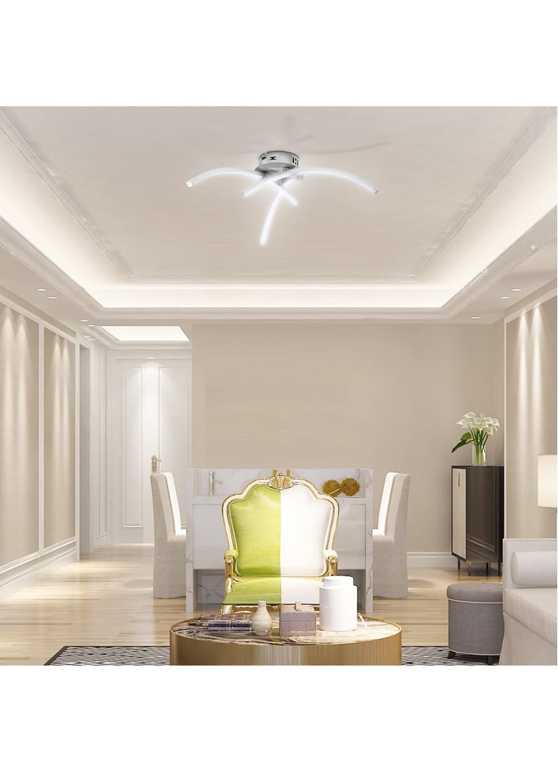 LED Ceiling Light 3 Color Chandelier Lamp Modern Curved Design Ceiling Light with 3 Curved Light for Living Room Bedroom Dining Room 18W  Cold and Warm and Natural White  - Image 2