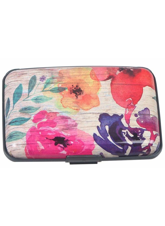 BoHong RFID Credit Card Holder Mini Aluminum Card Wallet RFID Blocking Slim Metal Hard Card Case Business Cards Holder ID Case for Women Men-Flower  - Image 2