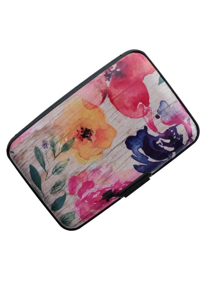BoHong RFID Credit Card Holder Mini Aluminum Card Wallet RFID Blocking Slim Metal Hard Card Case Business Cards Holder ID Case for Women Men-Flower  - Image 1