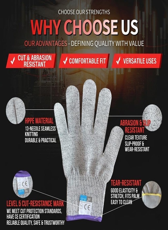 Cut Resistant Gloves Food Grade HDPE - Kitchen Safety Gloves for Chef Meat Cutting Oyster Shucking Mandoline Slicing(Medium) - Image 3