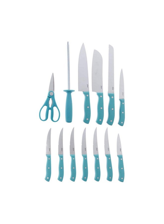 Oster Evansville 14 Piece Cutlery Set, Stainless Steel with Turquoise Handles - - Image 3