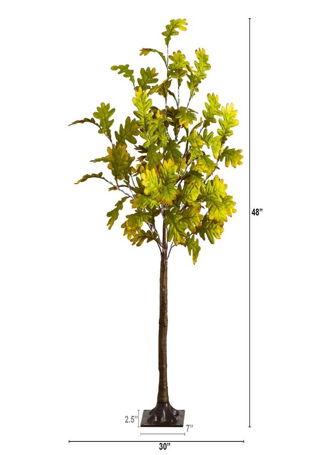 Nearly Natural 4ft Pre-Lit Green Autumn Oak Artificial Fall Tree with 150 Warm White LED Lights - Image 2
