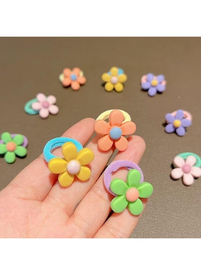 NEOBABY Colorful Flower Design Elastic Hair Bands - Rubber Bands & Hair Accessories for Baby Girls, Toddlers, Kids, and Women (Assorted, Pack of 6 Pairs) - Image 5