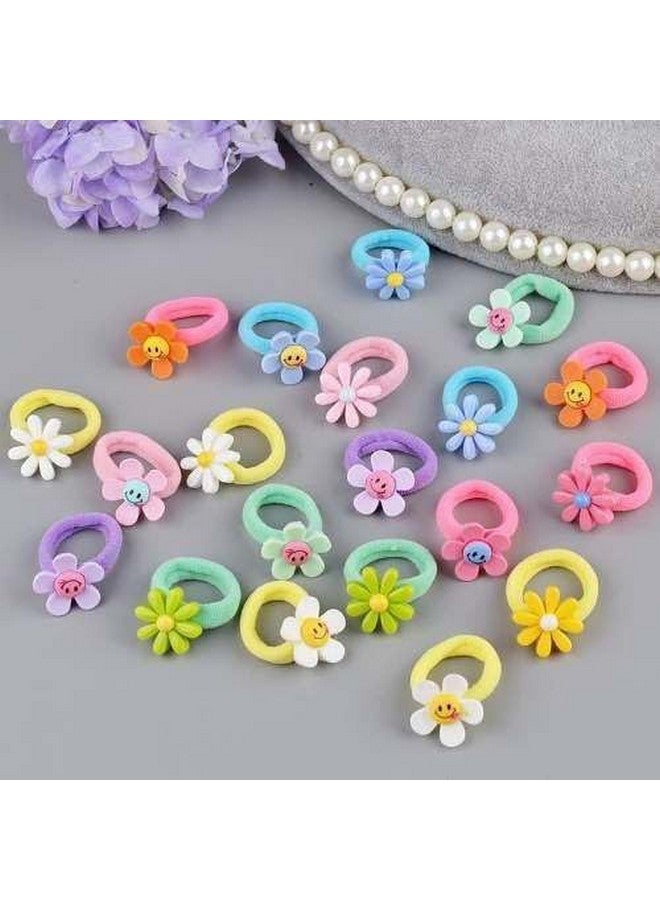 NEOBABY Colorful Flower Design Elastic Hair Bands - Rubber Bands & Hair Accessories for Baby Girls, Toddlers, Kids, and Women (Assorted, Pack of 6 Pairs) - Image 1