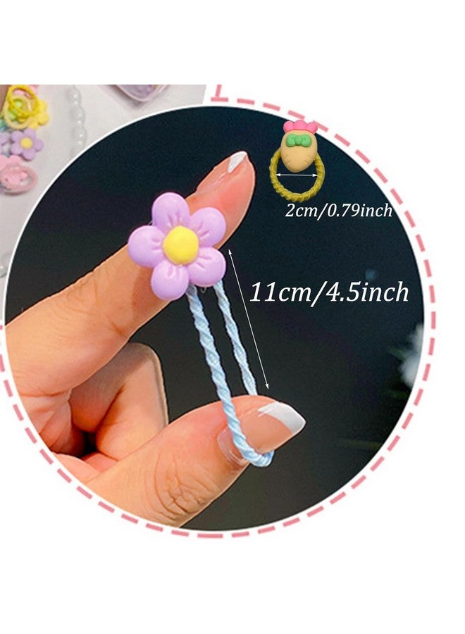 NEOBABY Colorful Flower Design Elastic Hair Bands - Rubber Bands & Hair Accessories for Baby Girls, Toddlers, Kids, and Women (Assorted, Pack of 6 Pairs) - Image 3