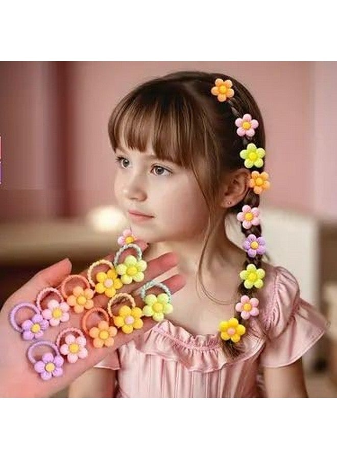 NEOBABY Colorful Flower Design Elastic Hair Bands - Rubber Bands & Hair Accessories for Baby Girls, Toddlers, Kids, and Women (Assorted, Pack of 6 Pairs) - Image 2