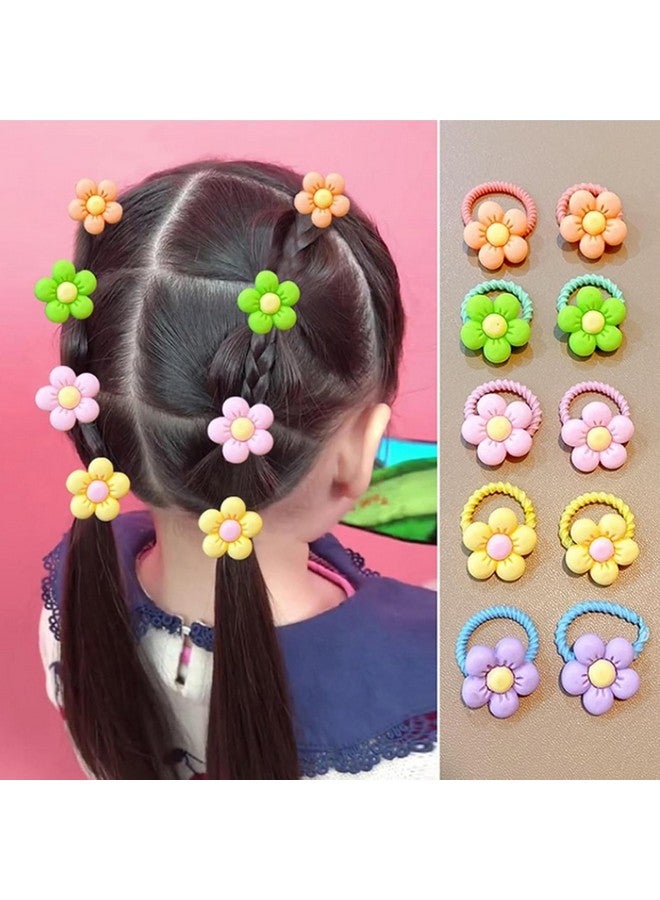 NEOBABY Colorful Flower Design Elastic Hair Bands - Rubber Bands & Hair Accessories for Baby Girls, Toddlers, Kids, and Women (Assorted, Pack of 6 Pairs) - Image 4