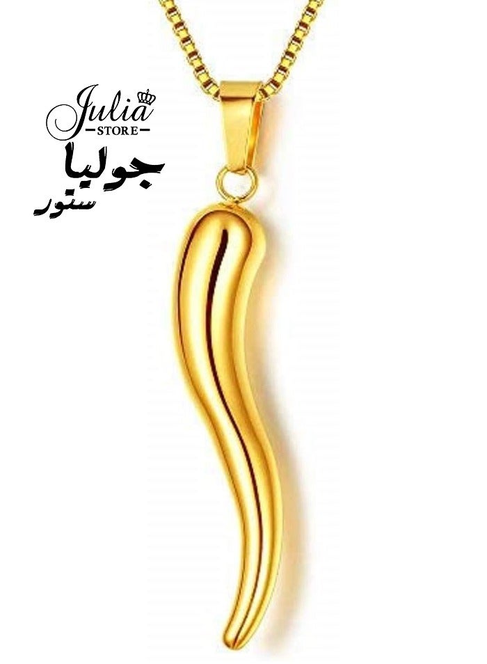 Julia Store 18K Gold Plated Stainless Steel Lucky Trendy Luxury Celebrity Chili Symbol Of Hot Love Cornicello Italian Horn Pepper Necklace Charm Pendant Jewelry Gift For Women Girls Men - Image 5