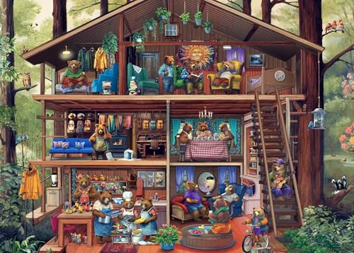 Mulic Artist Chris Bigelow Bear Cabin 500 Piece Puzzles for Adults - Image 1
