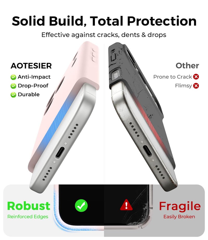AOTESIER Compatible with iPhone 17 Pro Case, Silicone Upgrade [Full Camera Protection][Integrated Camera Control Button] Shockproof Protective 17 Pro Phone Case with Anti-Scratch Lining, Chalk Pink - Image 4