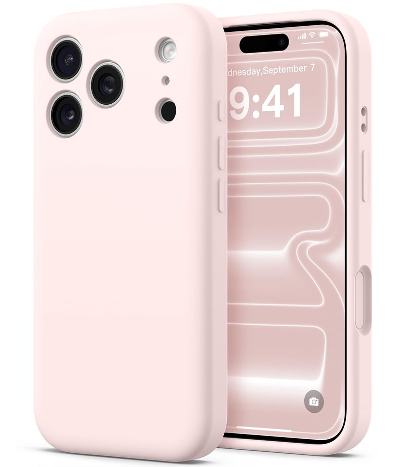 AOTESIER Compatible with iPhone 17 Pro Case, Silicone Upgrade [Full Camera Protection][Integrated Camera Control Button] Shockproof Protective 17 Pro Phone Case with Anti-Scratch Lining, Chalk Pink - Image 1