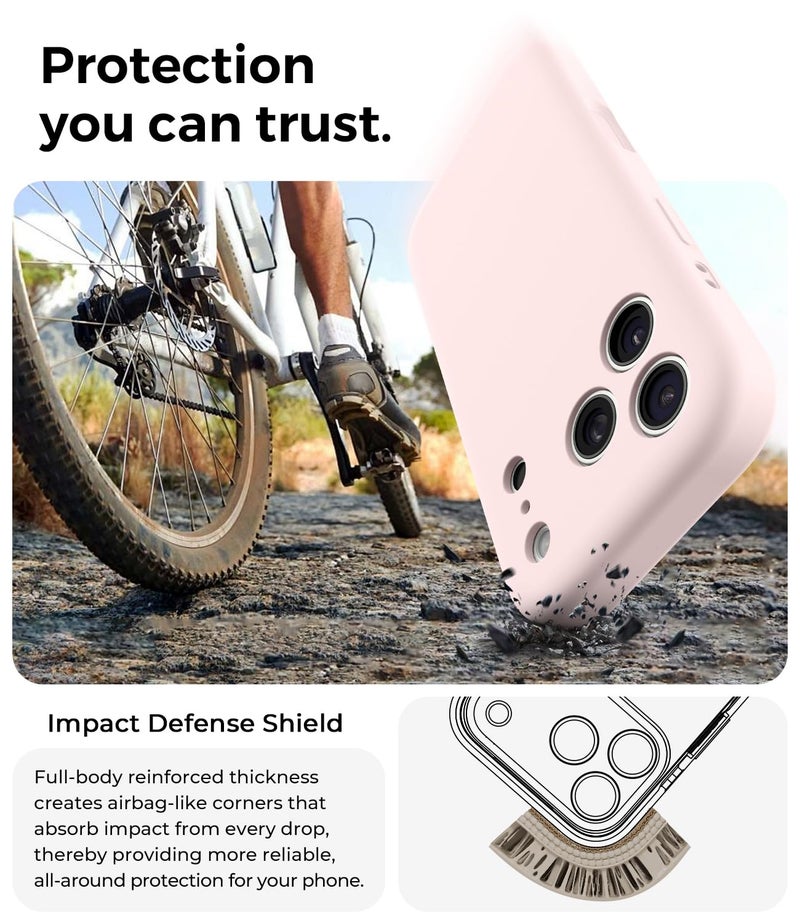 AOTESIER Compatible with iPhone 17 Pro Case, Silicone Upgrade [Full Camera Protection][Integrated Camera Control Button] Shockproof Protective 17 Pro Phone Case with Anti-Scratch Lining, Chalk Pink - Image 3