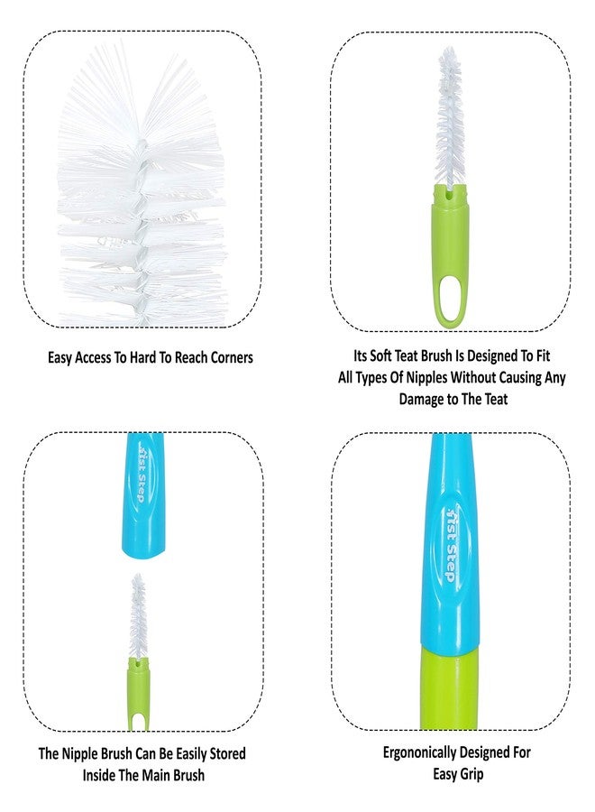 1st Step Bottle and Nipple Cleaning Brush with Nylon bristles for Easy Cleaning (Blue) - Image 2