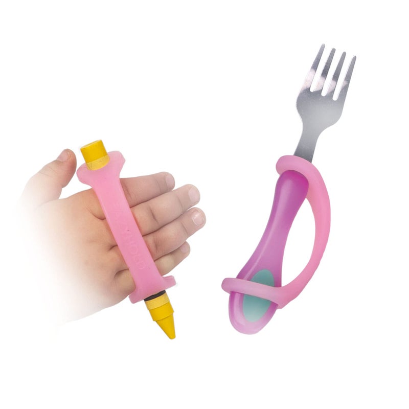Pink Silicone NonSlip Adaptive Grip Aid Universal Cuff Assistive Strap for Occupational Therapy ALS Cerebral Palsy Special Needs Pediatric Stroke Easy Grip Hold Handle 2Pack 4