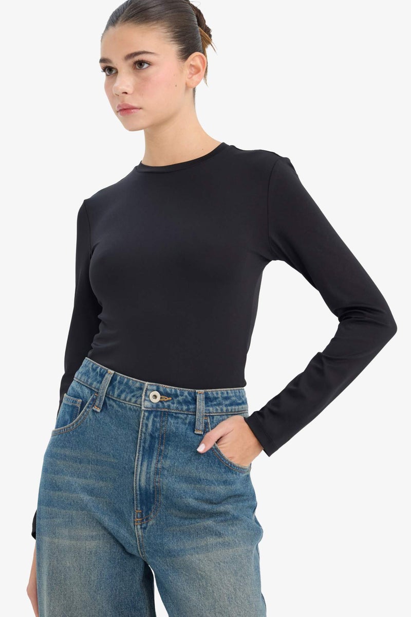 DeFacto Fitted Crew Neck Long Sleeve T-Shirt - Image 1