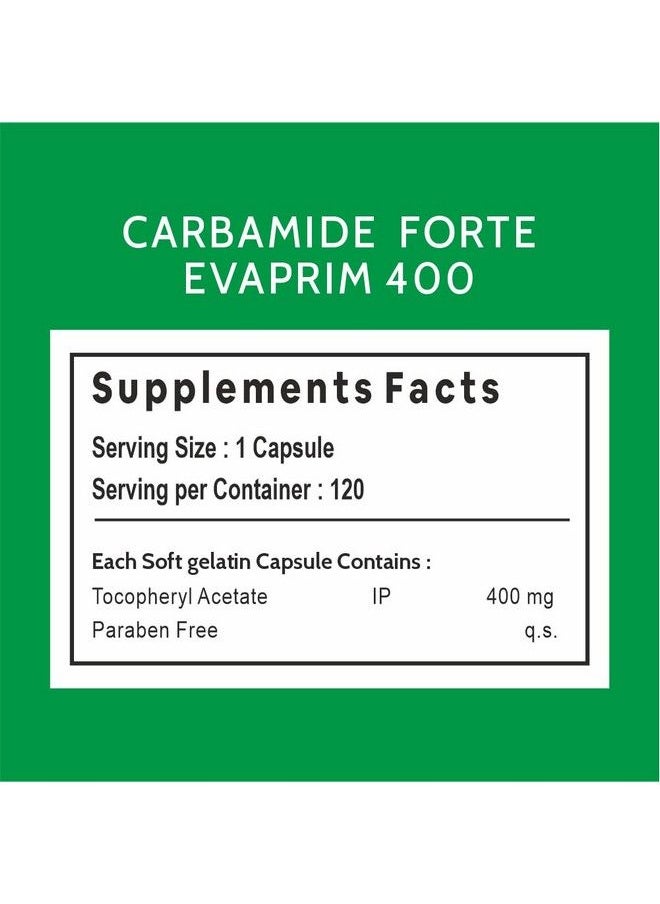 CARBAMIDE FORTE - Cf Vitamin E 400Mg Capsules For Face And Hair 100% Natural Vitamin E Paraben Free 120 Capsules - Image 1