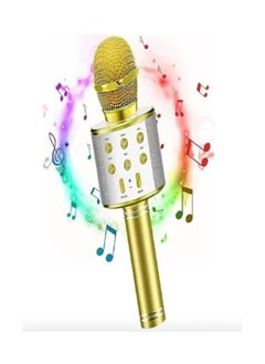 Generic Multi-function Portable Wireless Singing Microphone with Speakerphone and Bluetooth Microphone for All Smartphones (Gold)  - Image 1