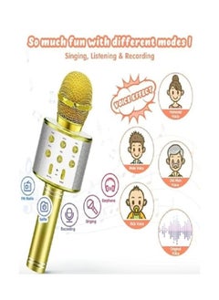 Generic Multi-function Portable Wireless Singing Microphone with Speakerphone and Bluetooth Microphone for All Smartphones (Gold)  - Image 2