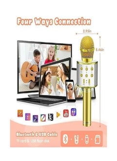 Generic Multi-function Portable Wireless Singing Microphone with Speakerphone and Bluetooth Microphone for All Smartphones (Gold)  - Image 3