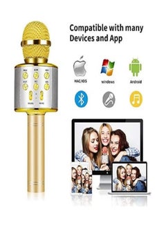 Generic Multi-function Portable Wireless Singing Microphone with Speakerphone and Bluetooth Microphone for All Smartphones (Gold)  - Image 4