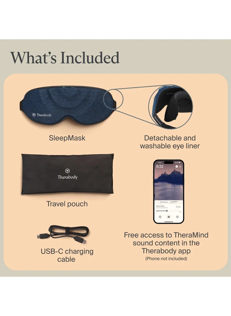 Therabody  Therabody Sleep Mask Ultra-Comfortable, 100% Blackout Sleep Eye Mask with Gentle Eye Massager Vibration for Stress Relief, Headache Relief & Self Care - Facial Massager Sleeping Mask for Women & Men  | Best Price UAE